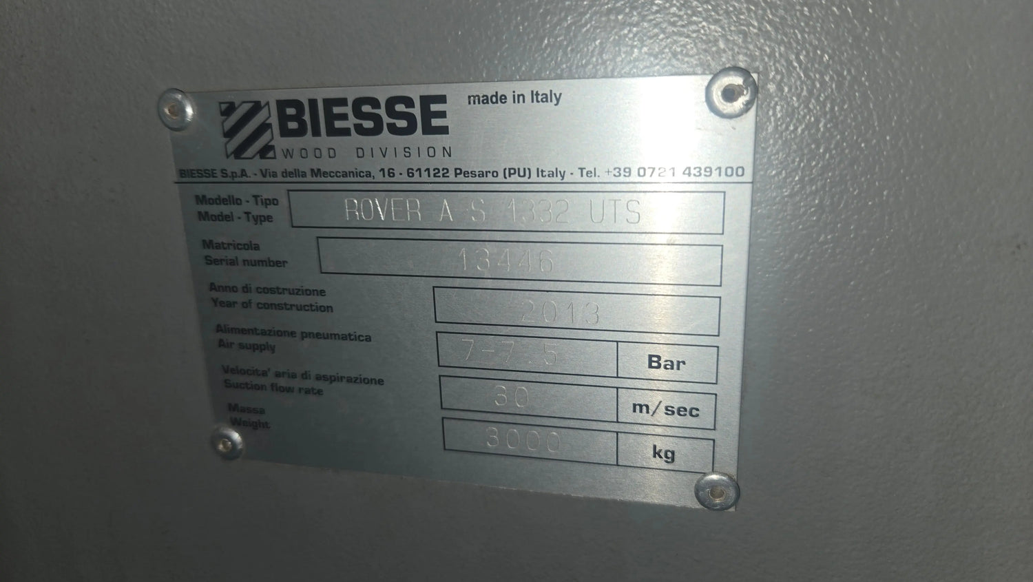 CNC - BIESSE - ROVER A-S 1332 UTS - 2013 - UID4029357 REM Used Machines