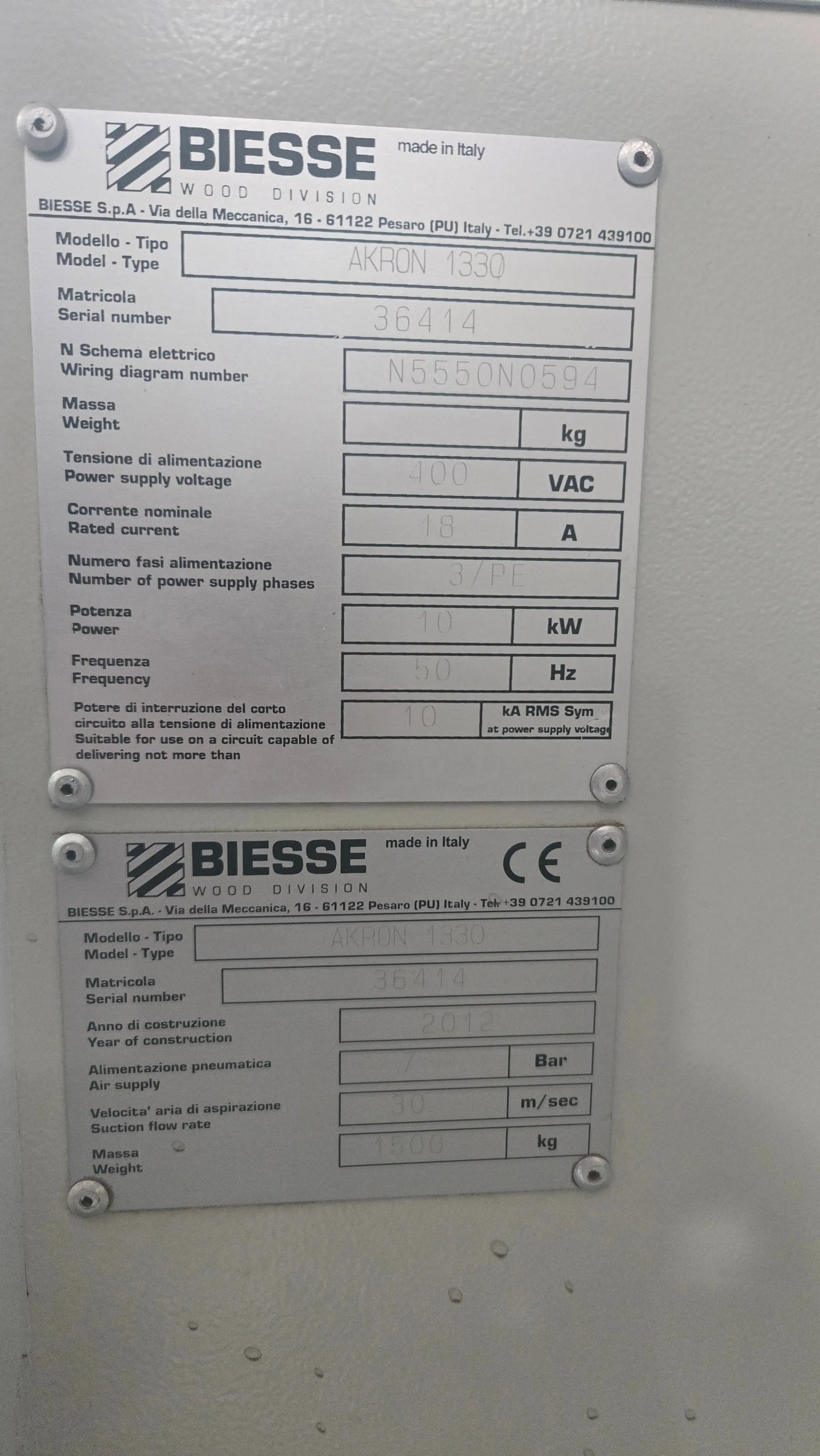 EDGEBANDER - BIESSE - AKRON 1330 - 2012 - USED107 REM Used Machines